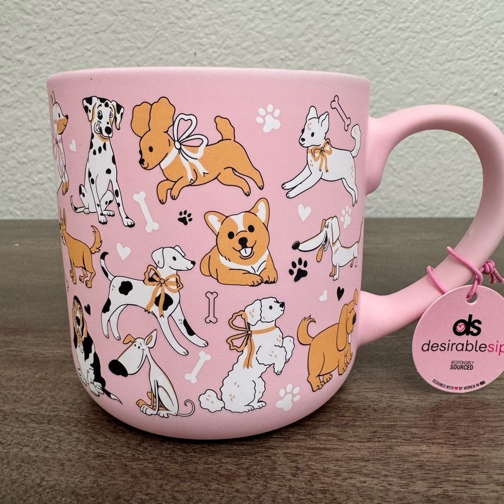 Pink Dogs Cute Valentine Ceramic Coffee Mug Cup